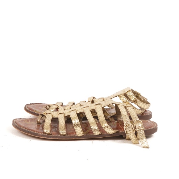 Sam Edelman Gold Strappy Shoes Size 8 - Picture 4 of 9